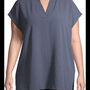 Elegant Women's V-Neck Tunic - Blue
